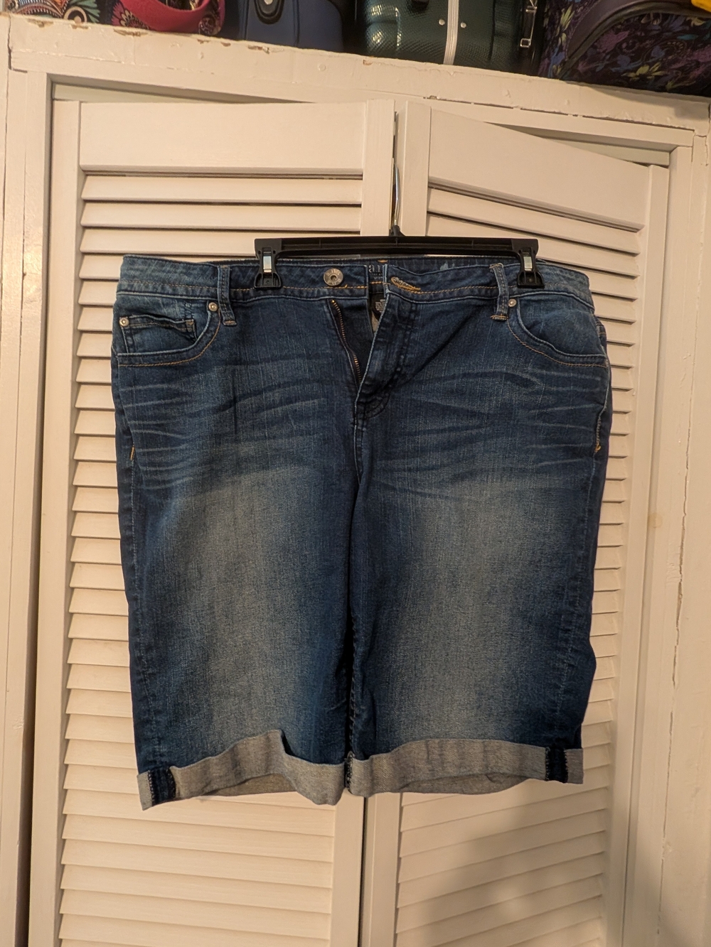 a.n.a Women's Dark Blue Denim Bermuda Shorts